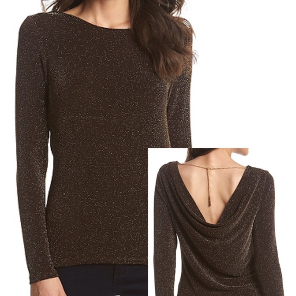 Michael Kors Brown Cowlback Top